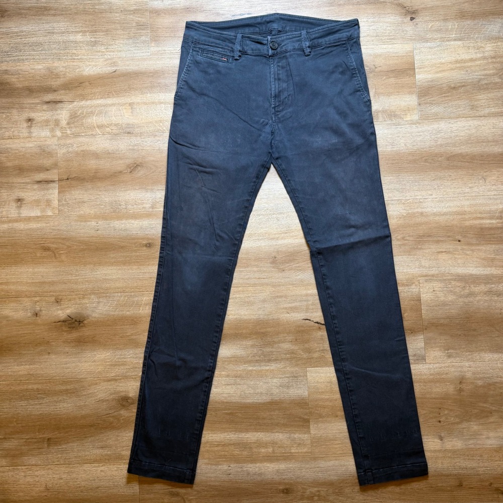 Diesel Chino Pants Men 31 Navy Blue Slim Fit Stretch Cotton Trousers Preppy